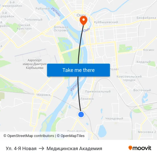 Ул. 4-Я Новая to Медицинская Академия map