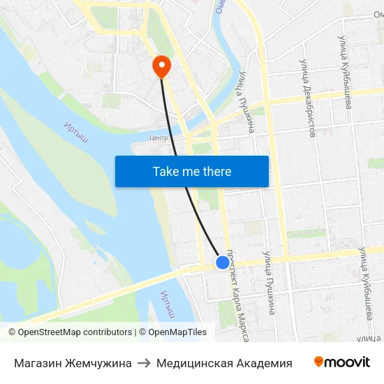 Магазин Жемчужина to Медицинская Академия map