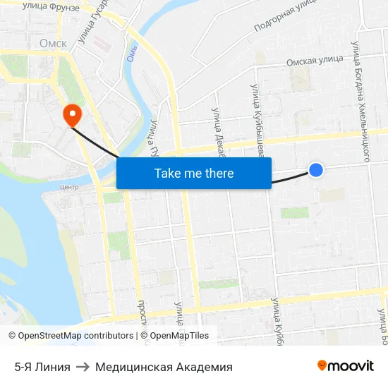 5-Я Линия to Медицинская Академия map