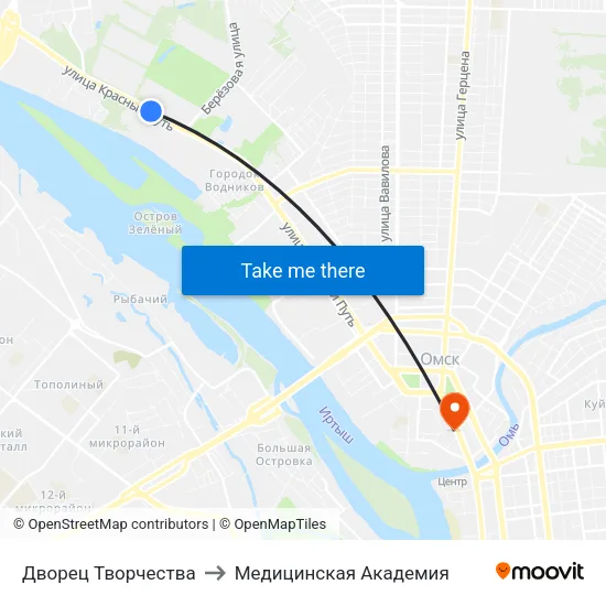 Дворец Творчества to Медицинская Академия map