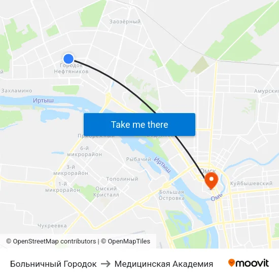Больничный Городок to Медицинская Академия map