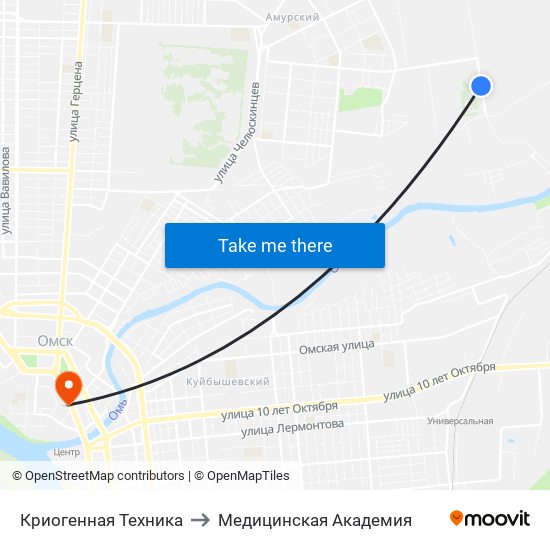 Криогенная Техника to Медицинская Академия map
