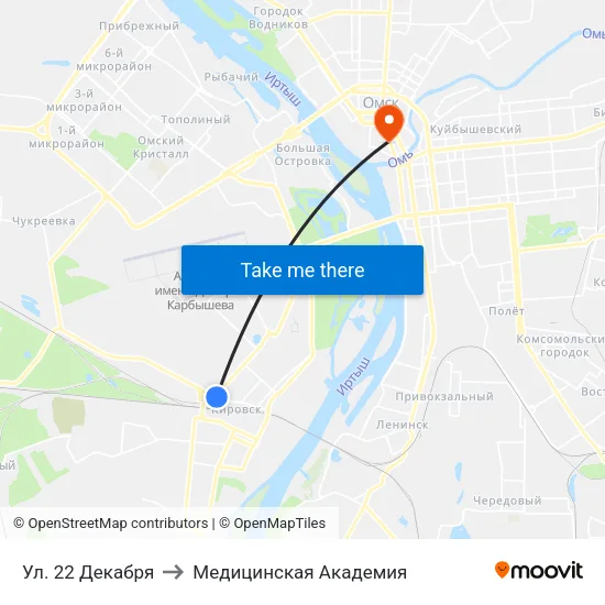 Ул. 22 Декабря to Медицинская Академия map