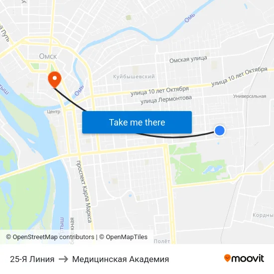 25-Я Линия to Медицинская Академия map