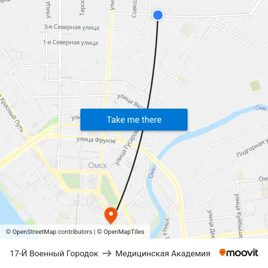 17-Й Военный Городок to Медицинская Академия map