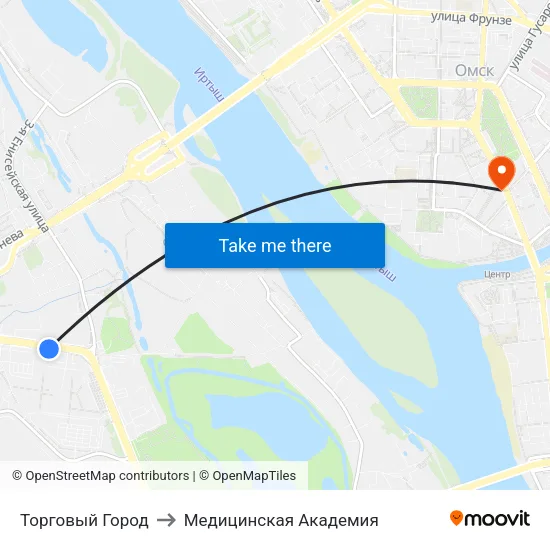 Торговый Город to Медицинская Академия map