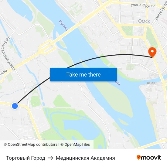 Торговый Город to Медицинская Академия map