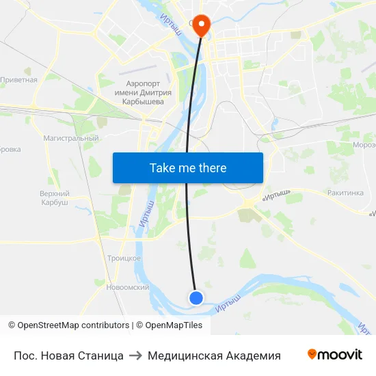 Пос. Новая Станица to Медицинская Академия map