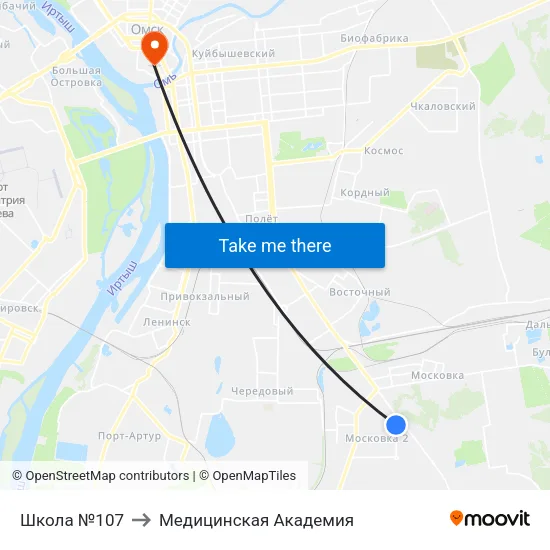 Школа №107 to Медицинская Академия map