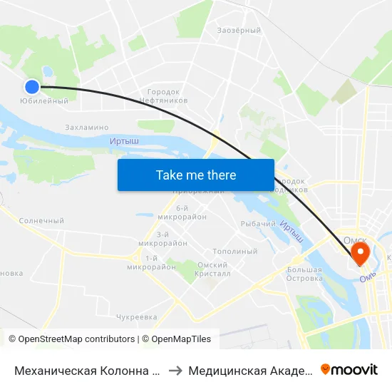 Механическая Колонна №70 to Медицинская Академия map