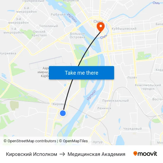 Кировский Исполком to Медицинская Академия map