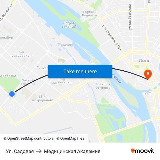 Ул. Садовая to Медицинская Академия map