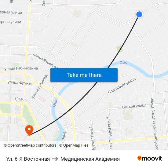 Ул. 6-Я Восточная to Медицинская Академия map