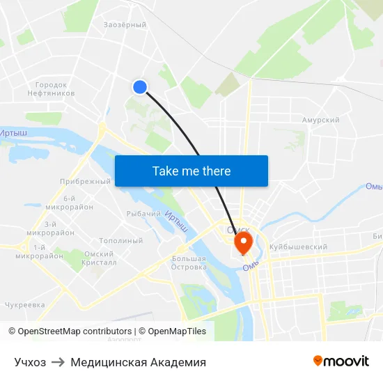 Учхоз to Медицинская Академия map