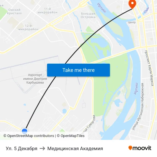 Ул. 5 Декабря to Медицинская Академия map