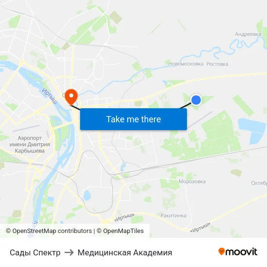 Сады Спектр to Медицинская Академия map