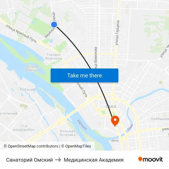 Санаторий Омский to Медицинская Академия map
