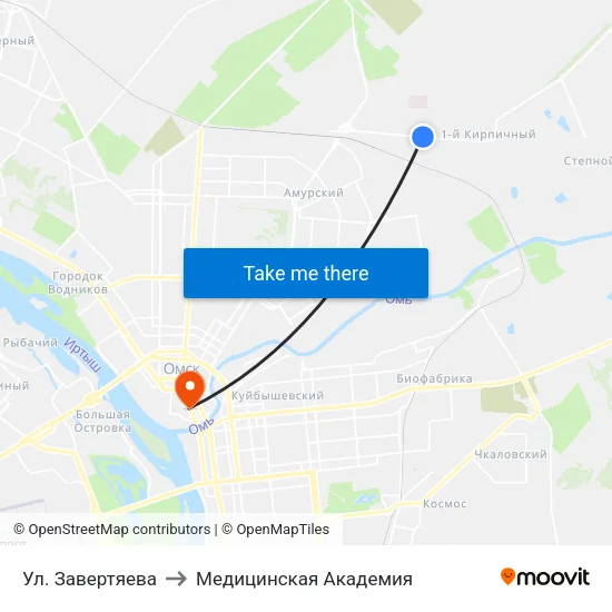 Ул. Завертяева to Медицинская Академия map
