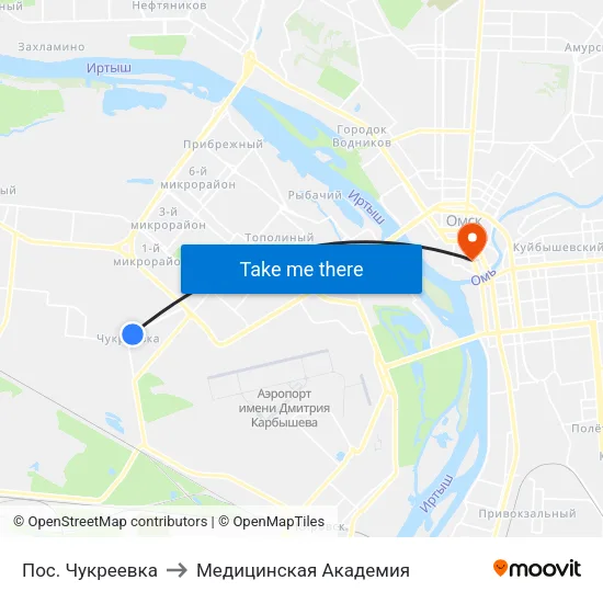 Пос. Чукреевка to Медицинская Академия map