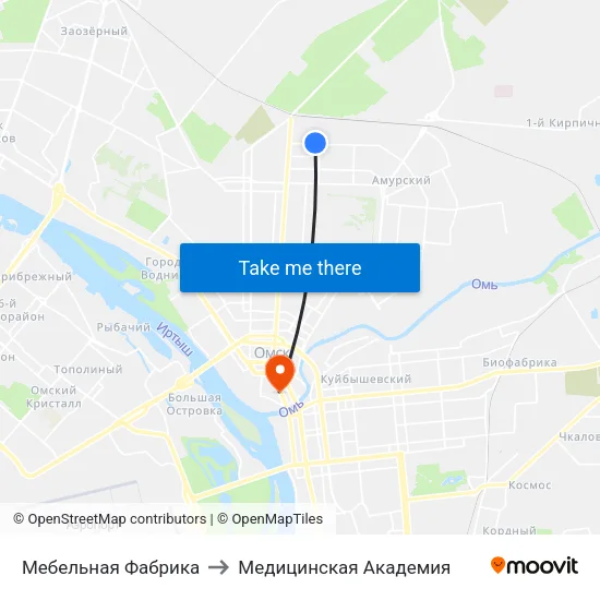 Мебельная Фабрика to Медицинская Академия map
