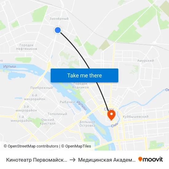 Кинотеатр Первомайский to Медицинская Академия map