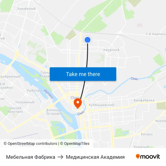Мебельная Фабрика to Медицинская Академия map