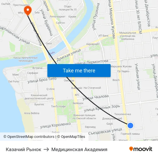 Казачий Рынок to Медицинская Академия map