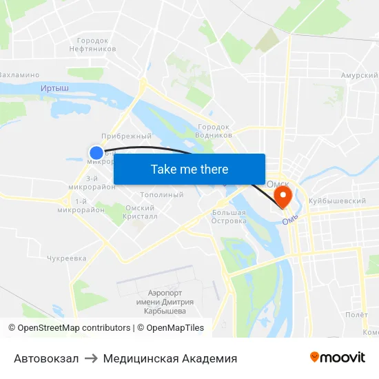 Автовокзал to Медицинская Академия map