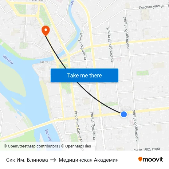 Скк Им. Блинова to Медицинская Академия map