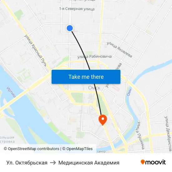 Ул. Октябрьская to Медицинская Академия map