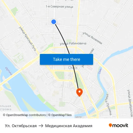 Ул. Октябрьская to Медицинская Академия map