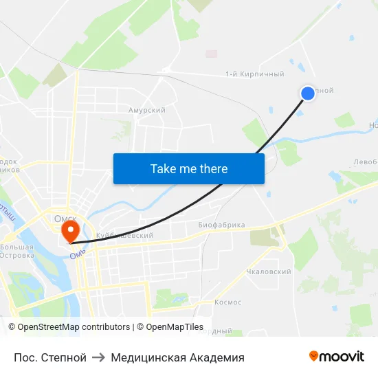 Пос. Степной to Медицинская Академия map