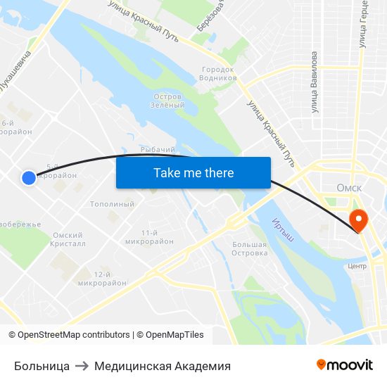 Больница to Медицинская Академия map