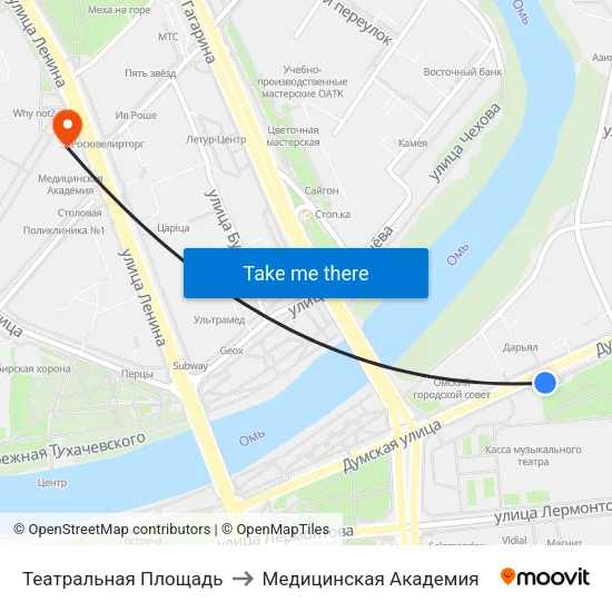 Театральная Площадь to Медицинская Академия map