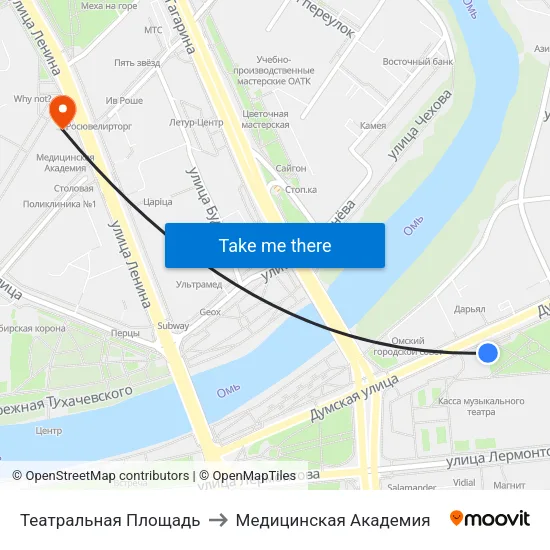 Театральная Площадь to Медицинская Академия map