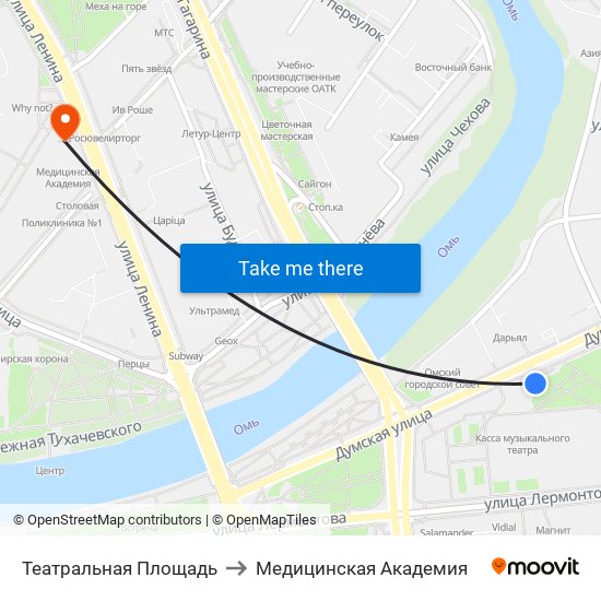 Театральная Площадь to Медицинская Академия map