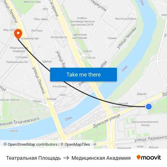 Театральная Площадь to Медицинская Академия map