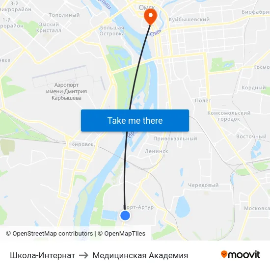 Школа-Интернат to Медицинская Академия map