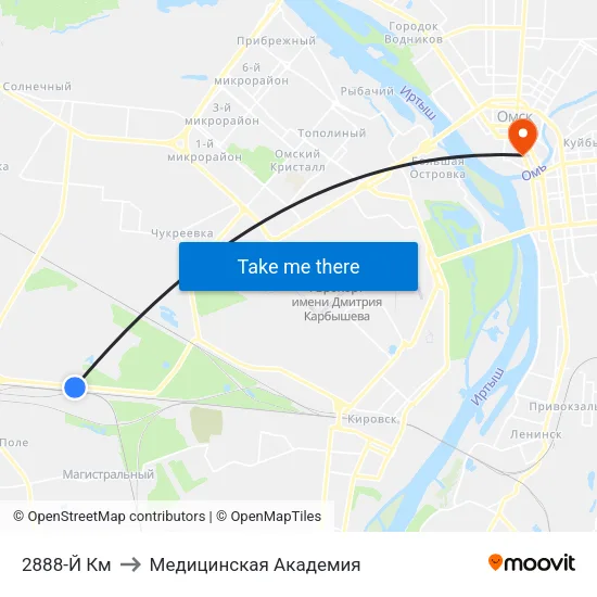 2888-Й Км to Медицинская Академия map
