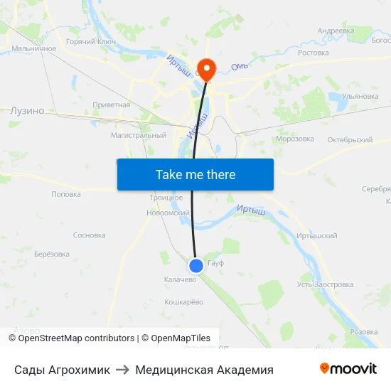 Сады Агрохимик to Медицинская Академия map