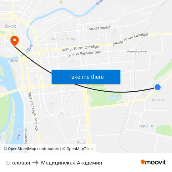 Столовая to Медицинская Академия map