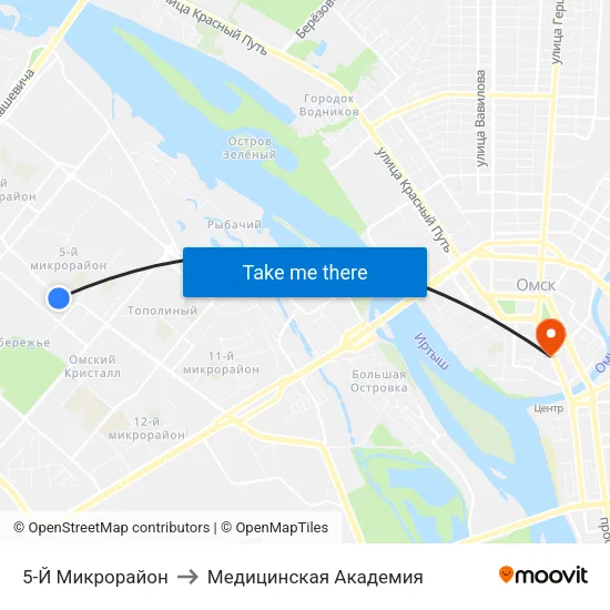 5-Й Микрорайон to Медицинская Академия map