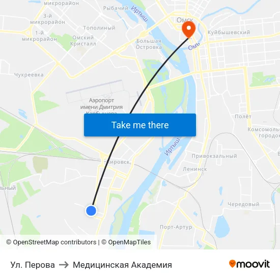 Ул. Перова to Медицинская Академия map