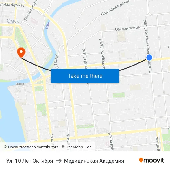Ул. 10 Лет Октября to Медицинская Академия map