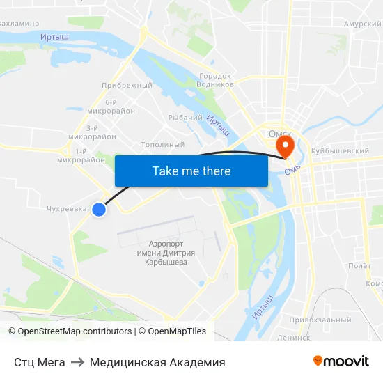 Стц Мега to Медицинская Академия map