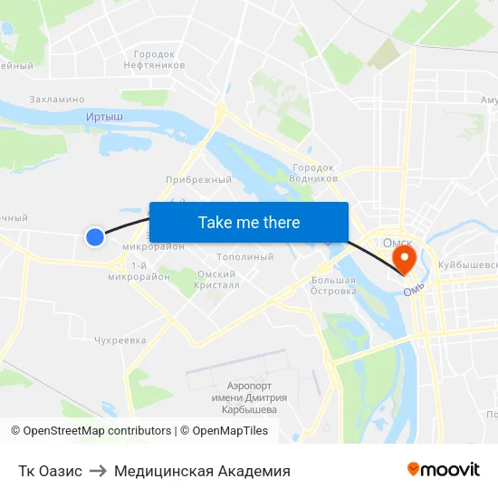 Тк Оазис to Медицинская Академия map