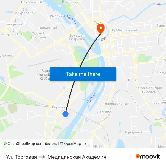 Ул. Торговая to Медицинская Академия map