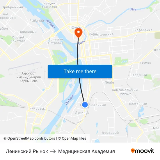 Ленинский Рынок to Медицинская Академия map