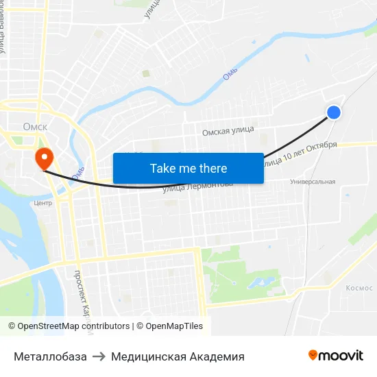 Металлобаза to Медицинская Академия map