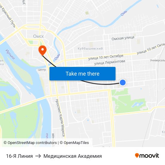 16-Я Линия to Медицинская Академия map